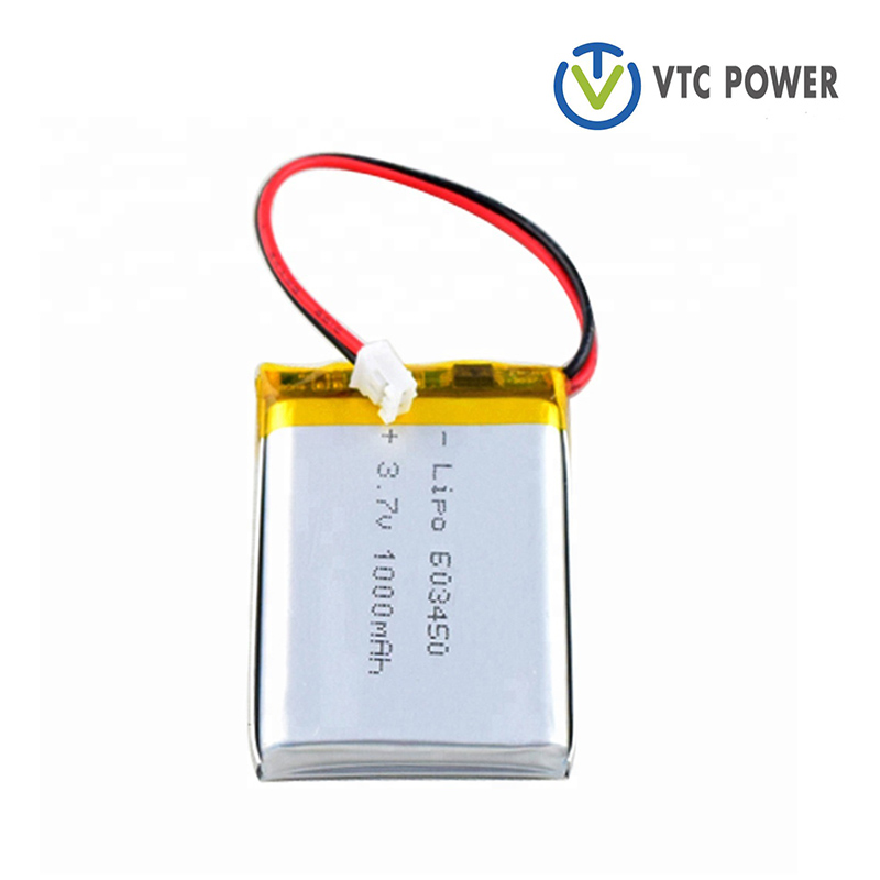 GPS 추적기용 3.7V 603450 1000mah Lipo 배터리